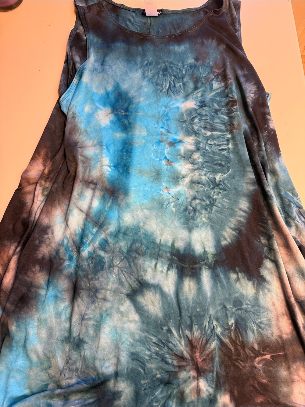 Heimish Tie-Dye Blue and Black Tank Top/Tunic 3X